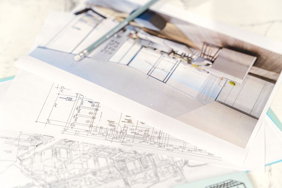 Detailed kitchen design blueprints and planning materials
